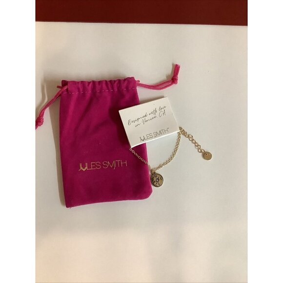Jules Smith Directional Compass Gold Tone Bracelet New Pink Pouch - Picture 1 of 2